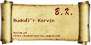 Budnár Korvin névjegykártya